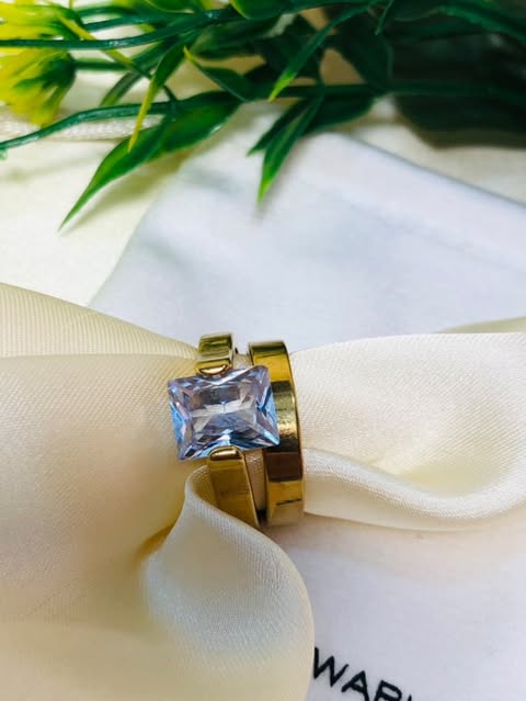 Beautiful ring with oval & Rectangular zarkoon + Simple ring